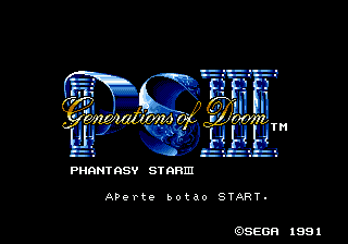 Phantasy Star III - Generations of Doom (Brazil) Title Screen